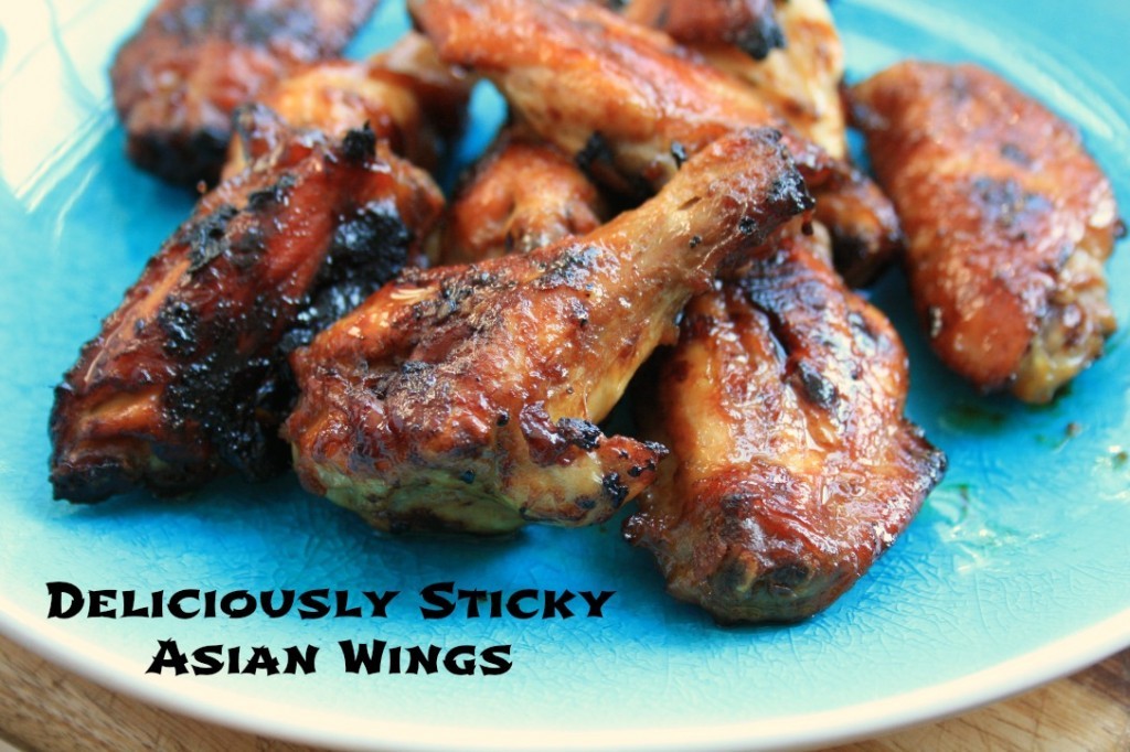 Asian Wings on a blue plate