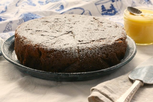 Easy hot water gingerbread is quick to mix up and makes a great snack cake. Or you can dress it up with lemon curd.